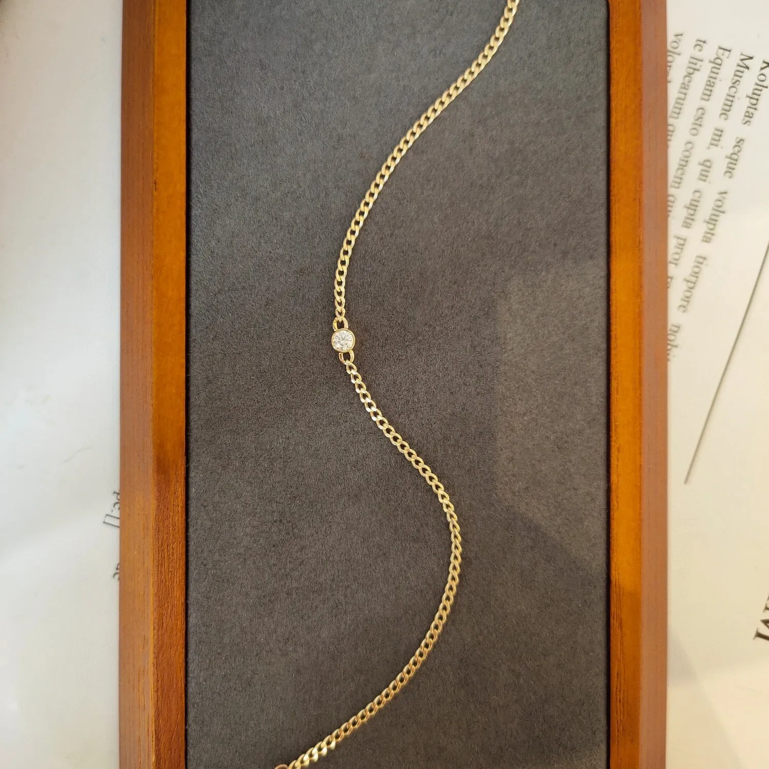 18K Solid Yellow Real Gold Jewelry(AU750) Women Designer INS Simple Chain Personalized Fashion  Wedding Diamond Bracelet