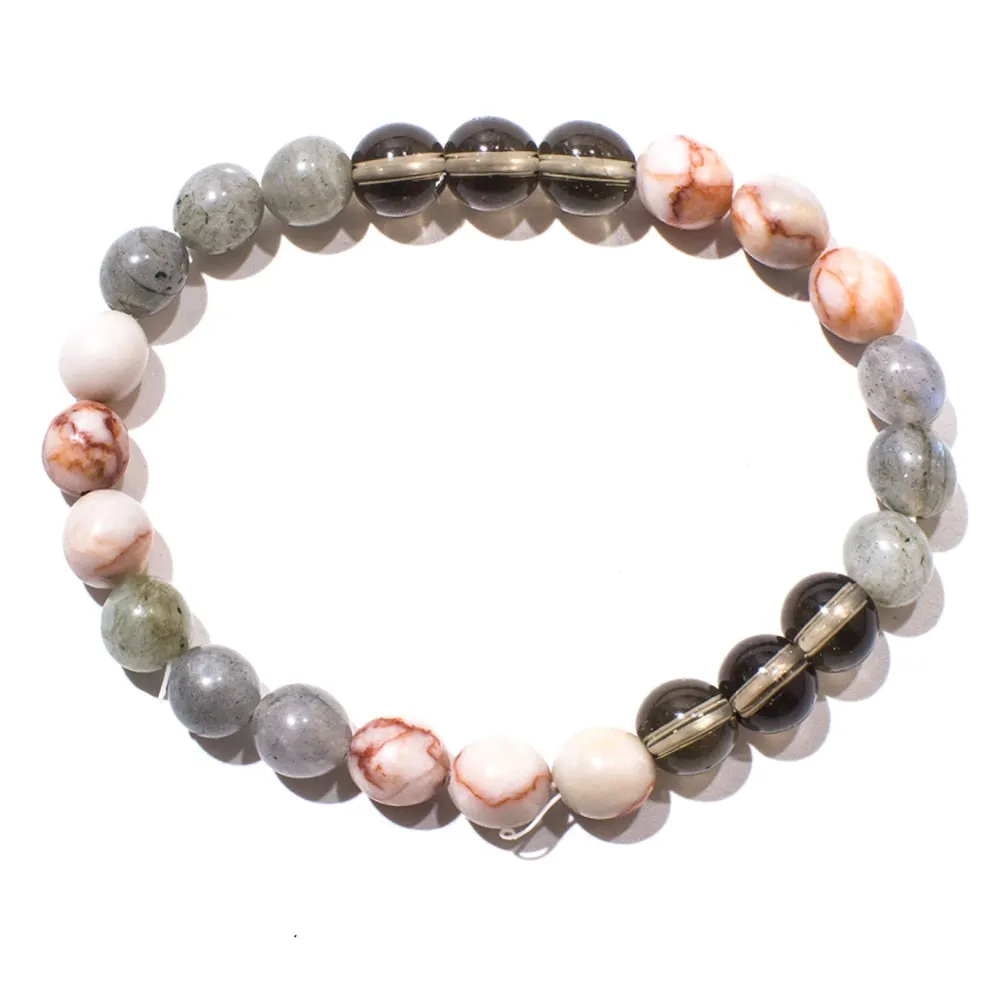 8mm Natural Stone Beaded Elastic Rope Bracelet