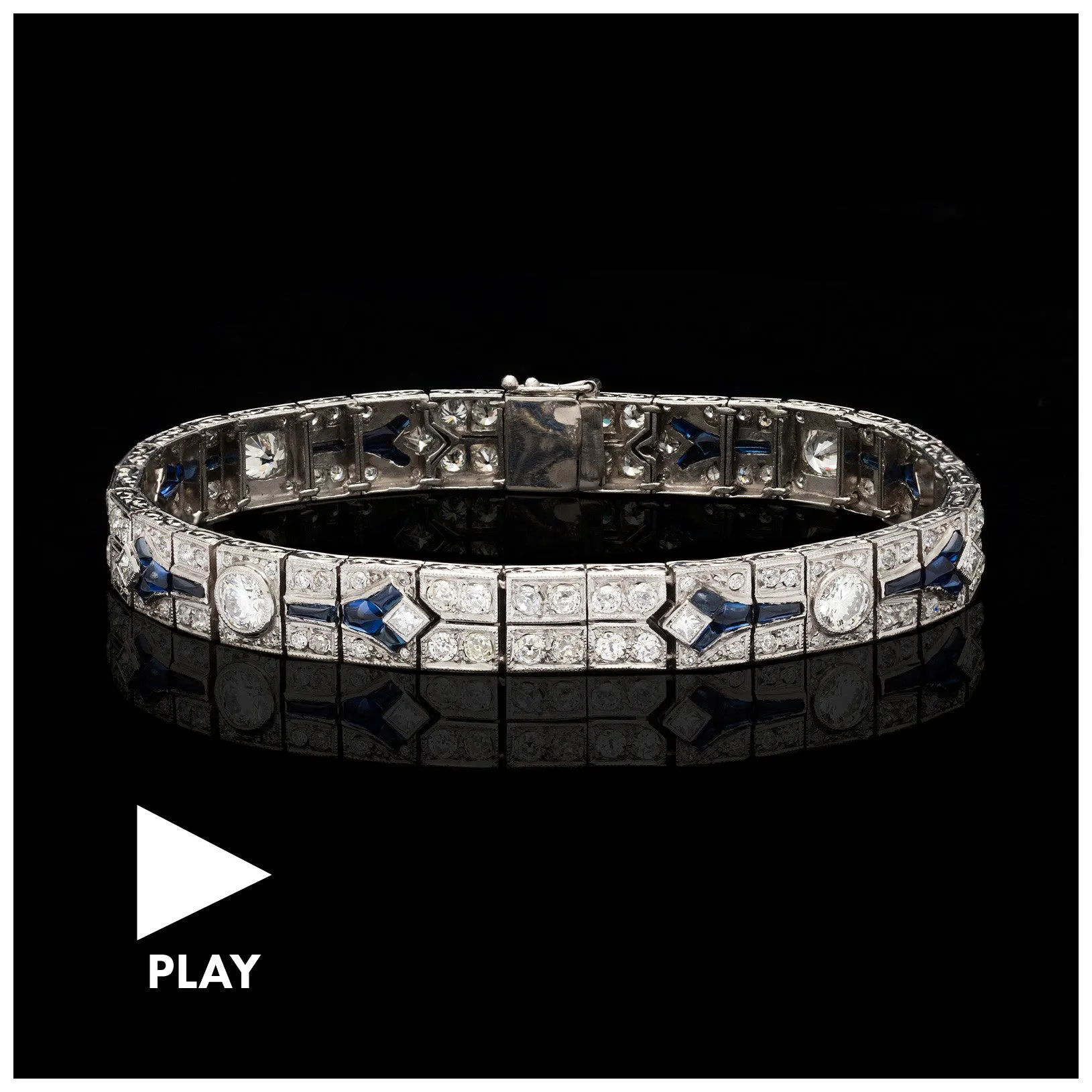Estate Old European-Cut Diamond & Sapphire Bracelet