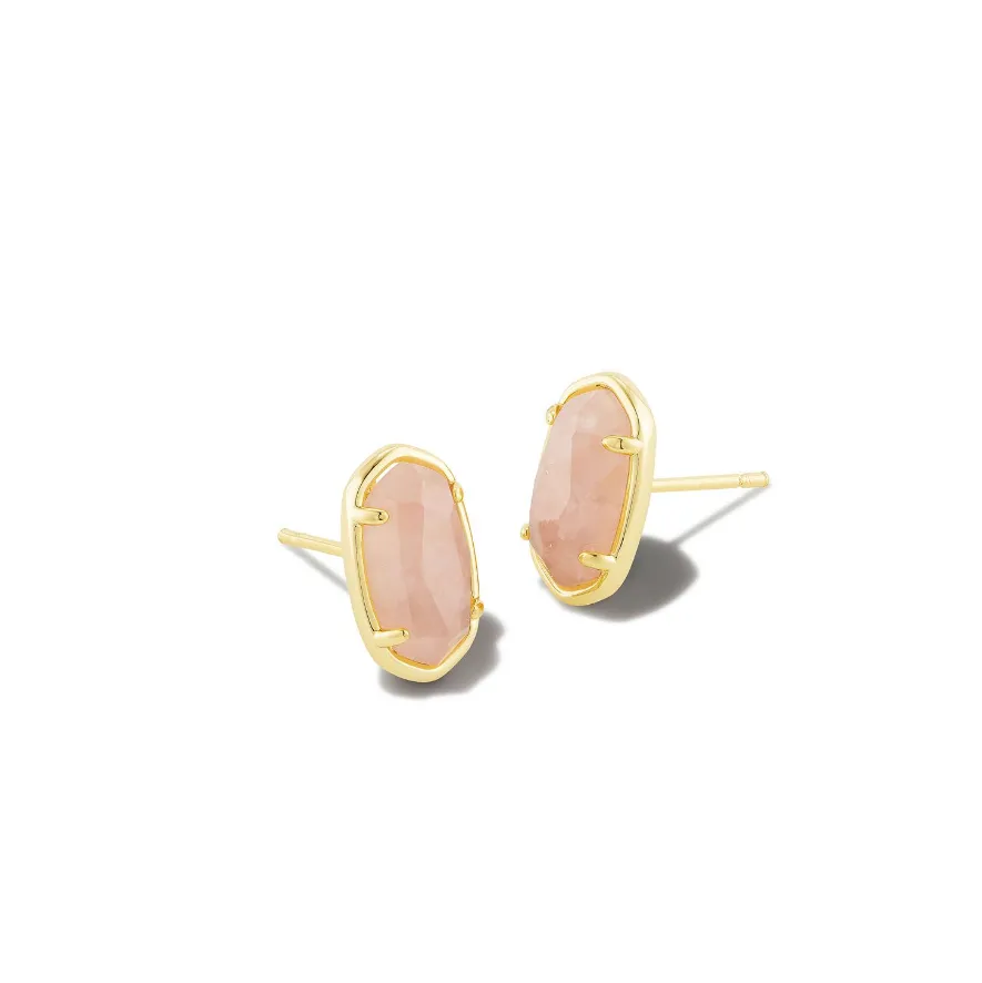 Grayson Studs - Gold/Rose Quartz