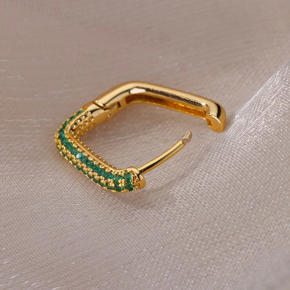 Minimalist Stainless Steel Square Hoop Earrings For Women