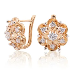 Newest Exquisite Flower Hoop Earing Fashion Jewelry AAA Zirconia Stones Earrings for Women Valentine's Day Gift
