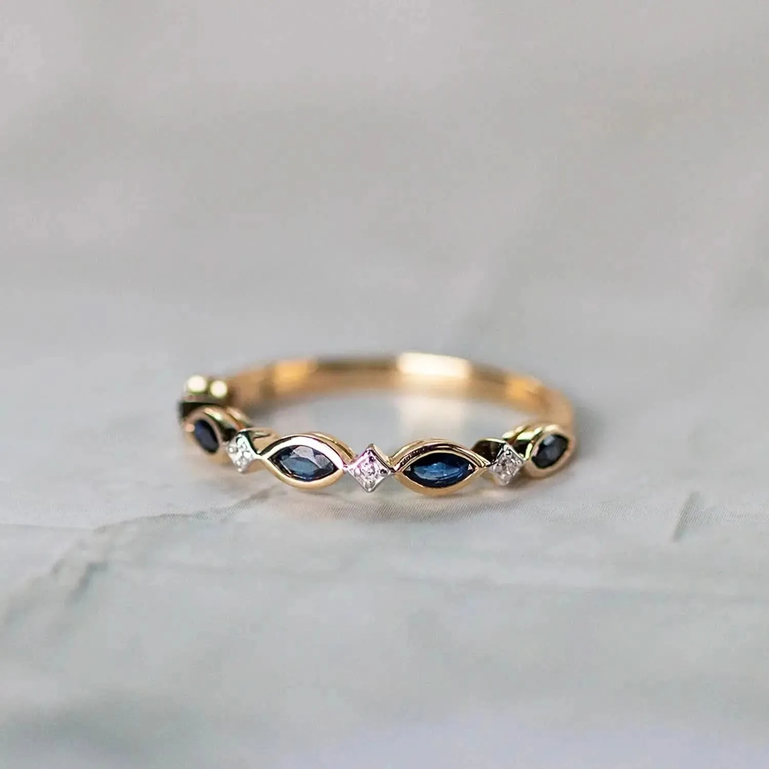 Sapphire & Diamond Solid Gold Ring