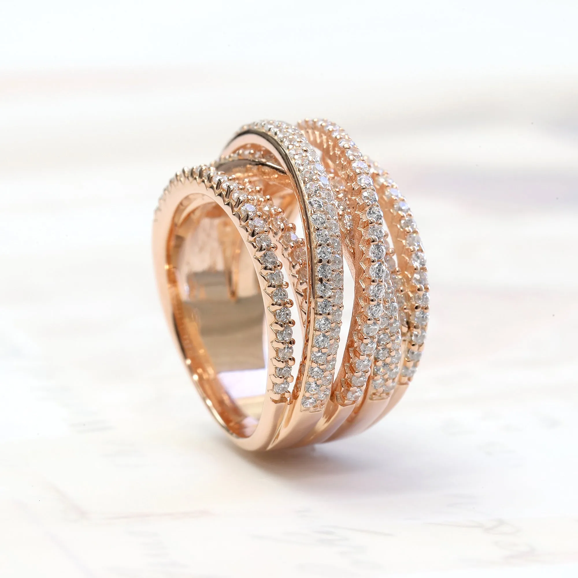 Shimmering Intertwined Crisscross Ring