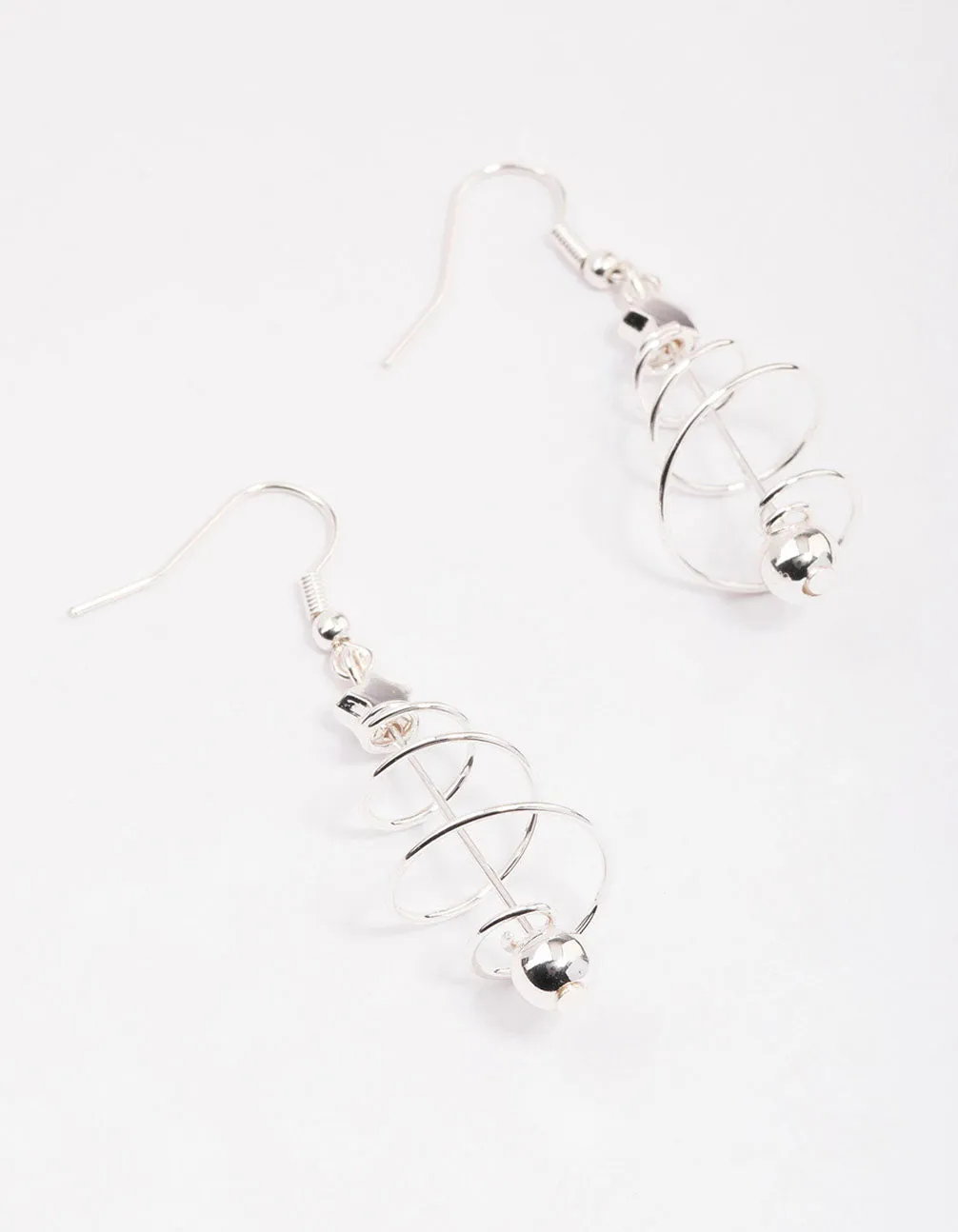 Silver Wire Spiral Tree Drop Earrings