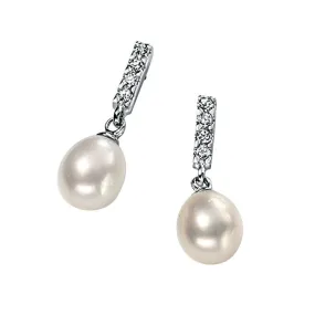 Victoria White Freshwater Pearl Earrings with Cubic Zirconia